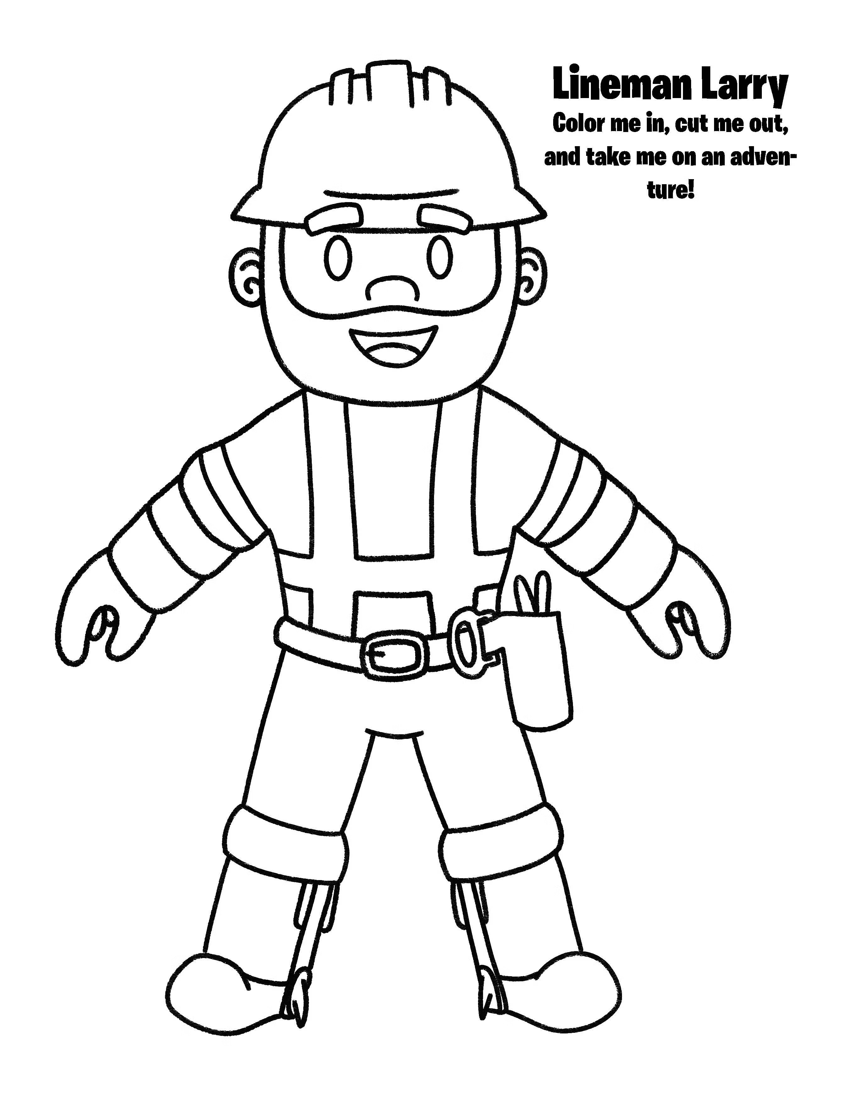 Lineman Larry coloring sheet